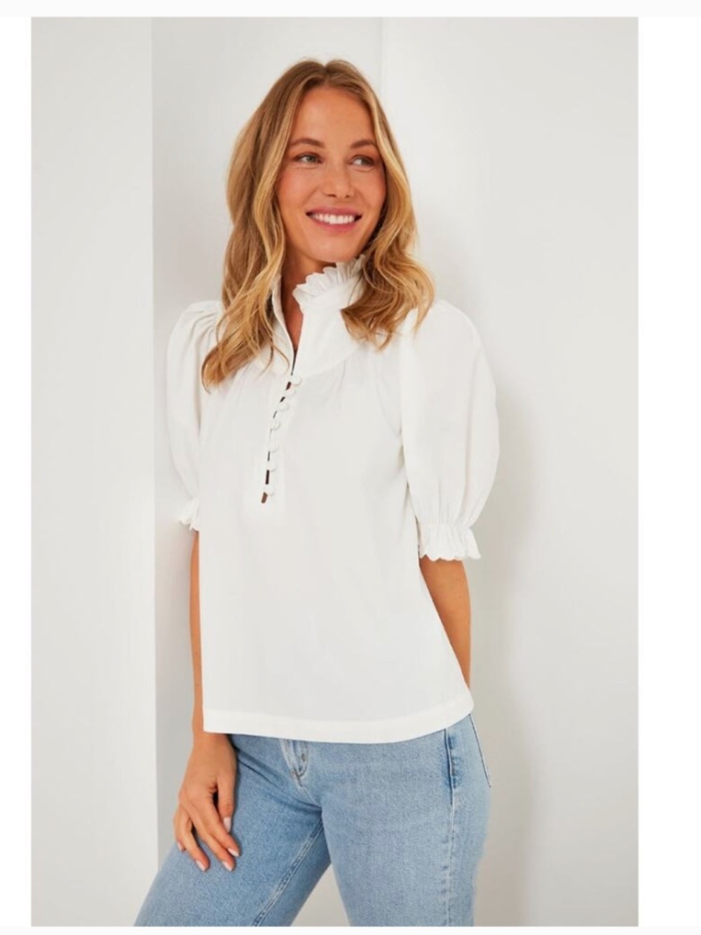 POMANDER PLACE White Selena Blouse Size M NWT Retail $108 Tuckernuck